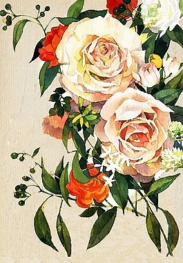 位圖 植物圖案 寫意花卉 花朵 玫瑰 免費素材