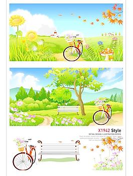最新韓國秋天風(fēng)景矢量圖44