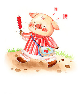 位圖 卡通 卡通動物 豬 文字 免費素材