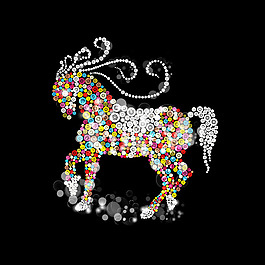 印花矢量圖 動物 馬 幾何 圓形 免費素材