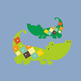 印花矢量圖 動物 鱷魚 幾何 方形 免費素材