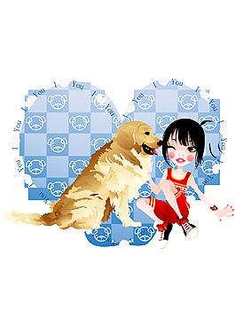 女生和狗