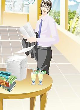 韓國時尚辦公人物矢量圖04