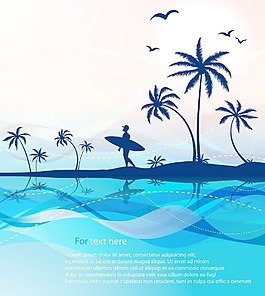 棕櫚樹矢量插畫夏季背景