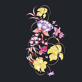 印花矢量圖 植物 花朵 女裝 家紡 免費素材