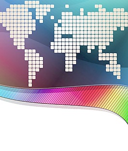 豐富多彩的企業(yè)與世界地圖背景矢量