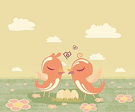 愛情鳥插畫矢量