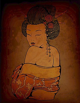 對(duì)垃圾背景矢量插畫(huà)藝妓