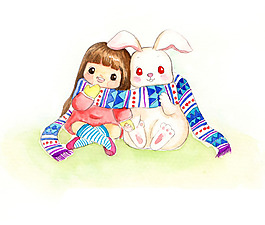 位圖 人物 女孩 動物 兔子 免費素材
