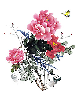 位圖 植物圖案 寫意花卉 花朵 牡丹 免費素材