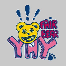 印花矢量圖 動物 熊 文字 英文 免費素材
