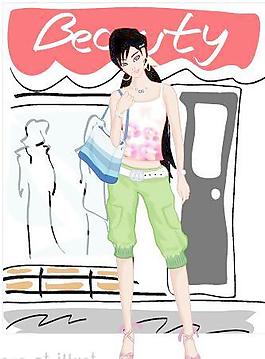 韓國美女購物人物矢量圖052