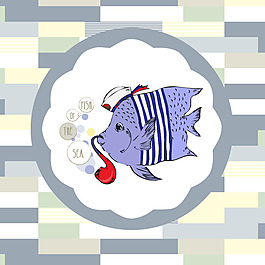 印花矢量圖 動物 魚 幾何 圓形 免費素材