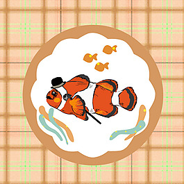 印花矢量圖 動物 魚 幾何 圓形 免費素材