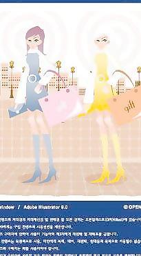 韓國美女購物人物矢量圖030