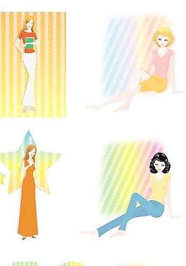 韓國(guó)美女購(gòu)物人物矢量圖019