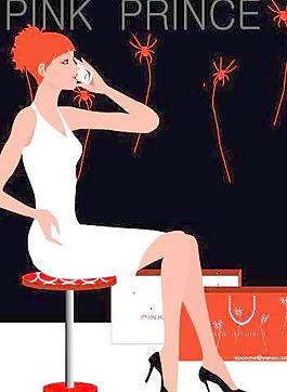 韓國(guó)美女購(gòu)物人物矢量圖005