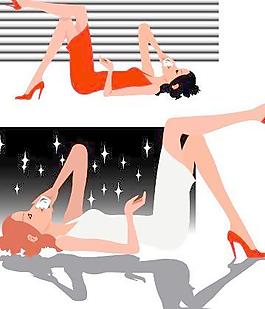 韓國(guó)美女購(gòu)物人物矢量圖002