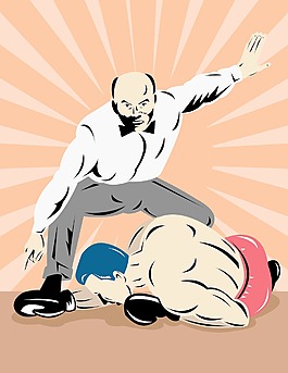 裁判倒計(jì)時(shí)一個(gè)拳擊手