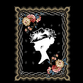 印花矢量圖 人物 女孩 植物 花朵 免費(fèi)素材