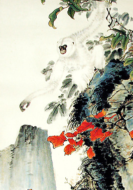 位圖 植物圖案 寫意花卉 動物 猴子 免費(fèi)素材