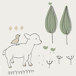 位图 动物 狗 鸟 植物 免费素材