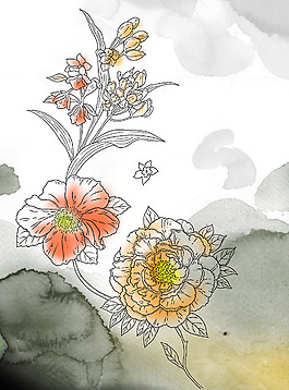 位圖 植物圖案 寫意花卉 花朵 免費素材