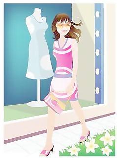 韓國時尚女孩矢量圖049