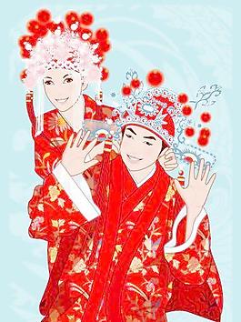 中國傳統(tǒng)新婚夫婦AI矢量圖19