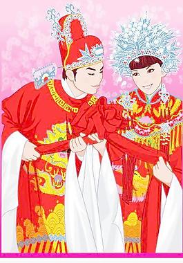中國傳統(tǒng)新婚夫婦AI矢量圖18
