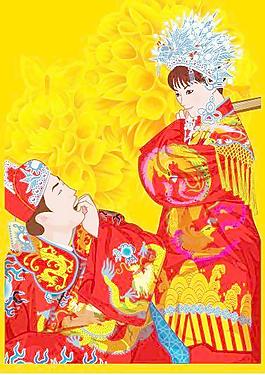 中國傳統(tǒng)新婚夫婦AI矢量圖17