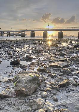 海岸落日景色圖片