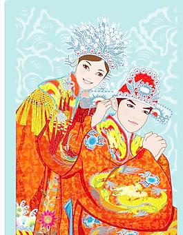 中國傳統(tǒng)新婚夫婦AI矢量圖10
