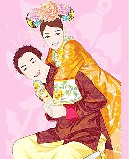 中國傳統(tǒng)新婚夫婦AI矢量圖07