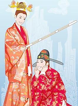 中國傳統(tǒng)新婚夫婦AI矢量圖05