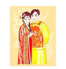 中國傳統(tǒng)新婚夫婦AI矢量圖03