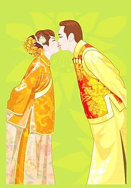 中國傳統(tǒng)新婚夫婦AI矢量圖02