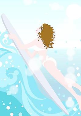 美女健身美体矢量图-冲浪27