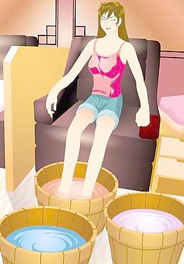 美女健身美體矢量圖-足浴12