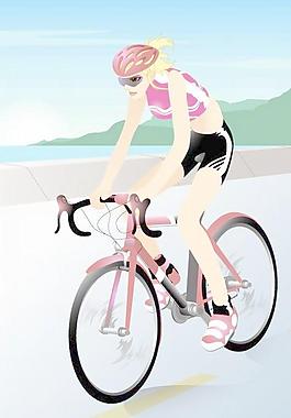 美女健身美體矢量圖-騎單車11