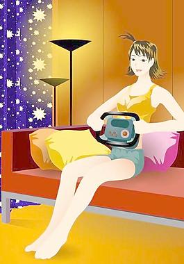 美女健身美体矢量图-瘦腹05