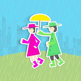 摘要背景與雨季的兩個女孩