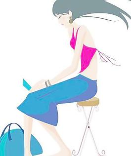 運動旅游女孩矢量圖11