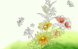 位圖 植物圖案 寫意花卉 花朵 免費素材