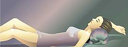 東方美女瑜珈矢量圖30