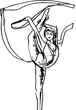 女子藝術體操藝術舞者矢量插畫草圖
