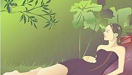 東方美女瑜珈矢量圖03