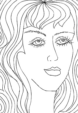 女人的臉矢量插畫摘要素描