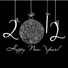 2012新年快樂背景黑色和白色的背景