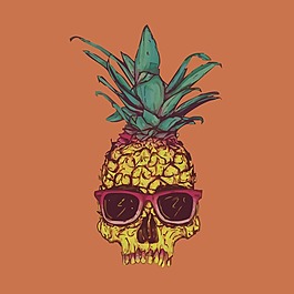 印花矢量圖 生活元素 菠蘿 眼鏡 人物 免費(fèi)素材
